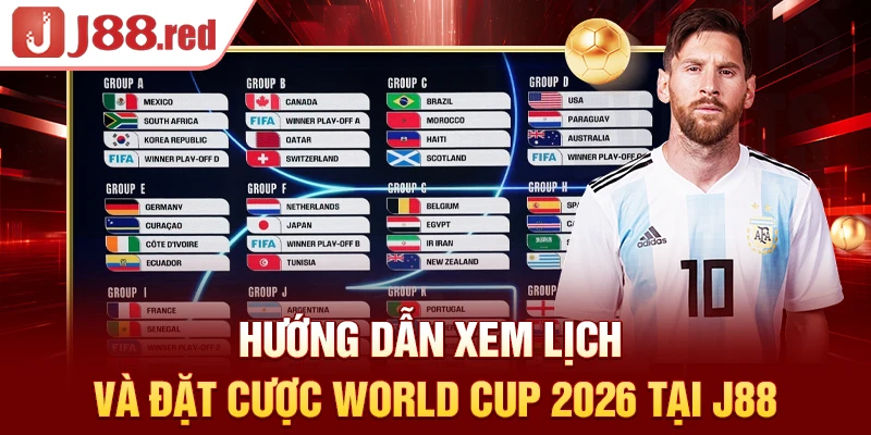 Hướng dẫn xem lịch và đặt cược World Cup 2026 tại J88